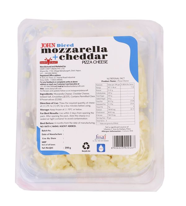 Dairy Craft John Diced 2 Cheese (Mozzarella + Cheddar) 200 g Buy