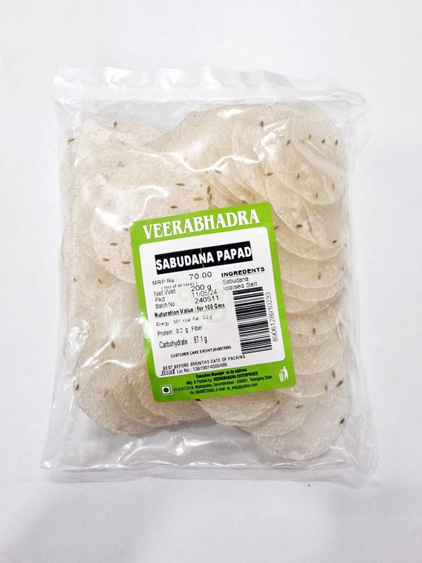 Veerabhadra Sabudana Papad - Buy Online At ₹62 Near Me