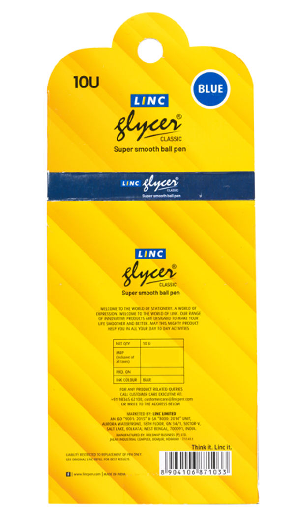 Linc Glycer 0.6Mm Ball Pen (Blue Ink) 1 Pack (10 Pieces) - Buy online ...