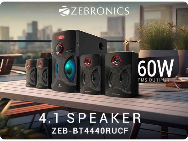 Zebronics BT4440RUCF 4.1, 60W, Multimedia Speaker, BT, USB, SD