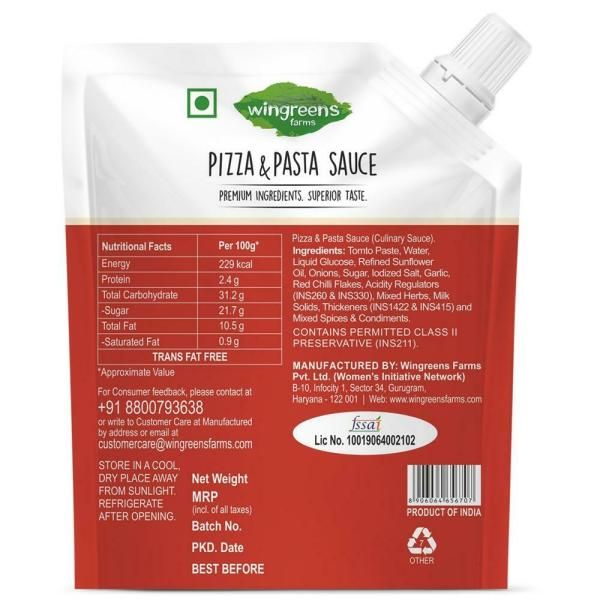Wingreens Pizza & Pasta Sauce 180 g Buy online at ₹72 near me
