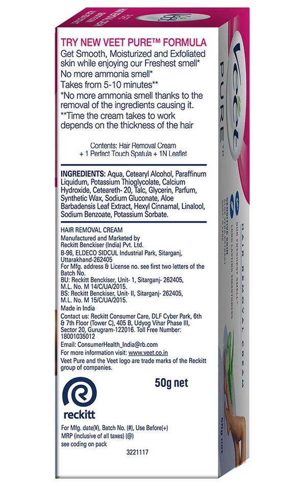 Veet Pure Hair Removal Cream Sensitive Skin 50 g Buy online at ₹150