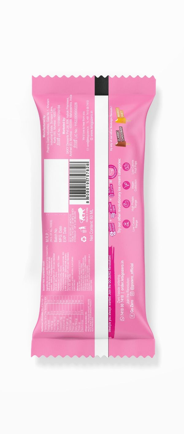 Go Zero Nostalgia Raspberry Duet Zero Sugar Ice Cream stick 60 ml Buy