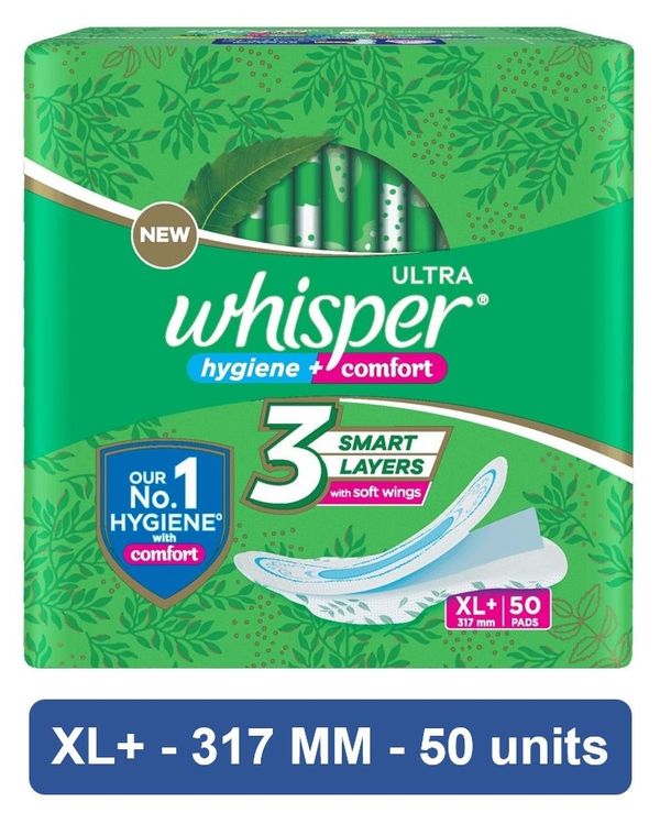 Whisper Ultra Clean XL+ Sanitary Pads (Pack of 50) 50 Piece Buy