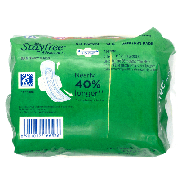 Stayfree Advanced Ultra Comfort XL 14 piece Buy online at ₹178 near me