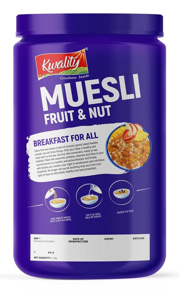 Kwality Muesli Fruit N Nut Multigrain 1 kg Buy online at ₹403 near me