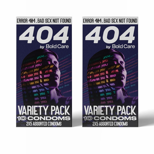 Bold Care 404 By Variety Pack Condoms - Ultra Thin, Multi-Textured, Nano Thin, Chocolate Flavour, & Strawberry Flavoured Condoms 10 pc X 2 Combo