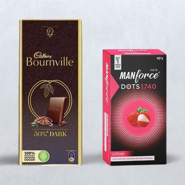 Cadbury Bournville Rich Cocoa Dark Chocolate Bar(80gms) & Durex Extra Dots Condom - Dotted Condoms(10pc) Combo 