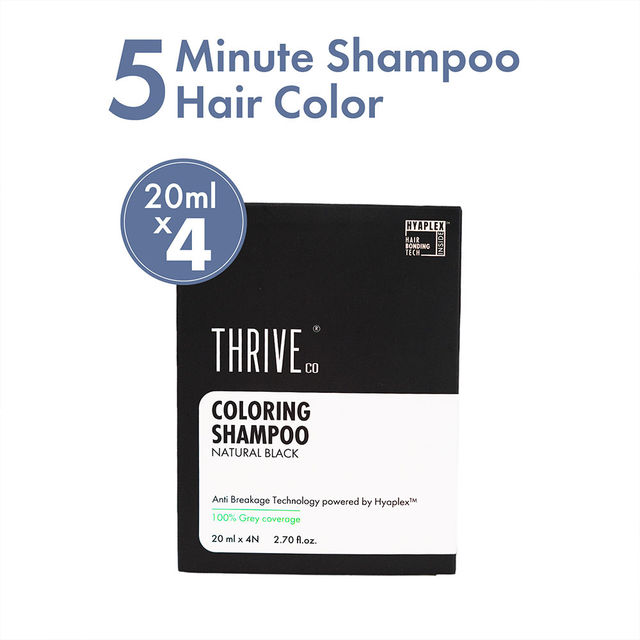 ThriveCo Coloring Shampoo With Hyaplex For Rich - Shiny Colored Hair | Ammonia-Free | Natural Black