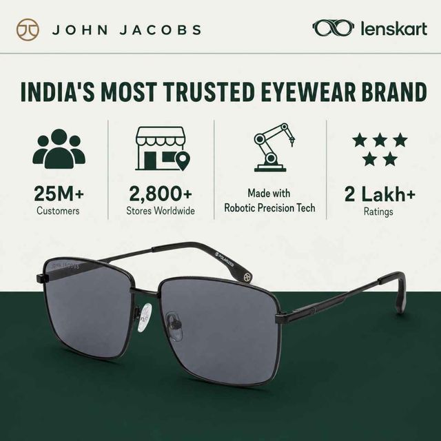 John Jacobs By Lenskart Unisex Solid Metal Rectangular Sunglasses