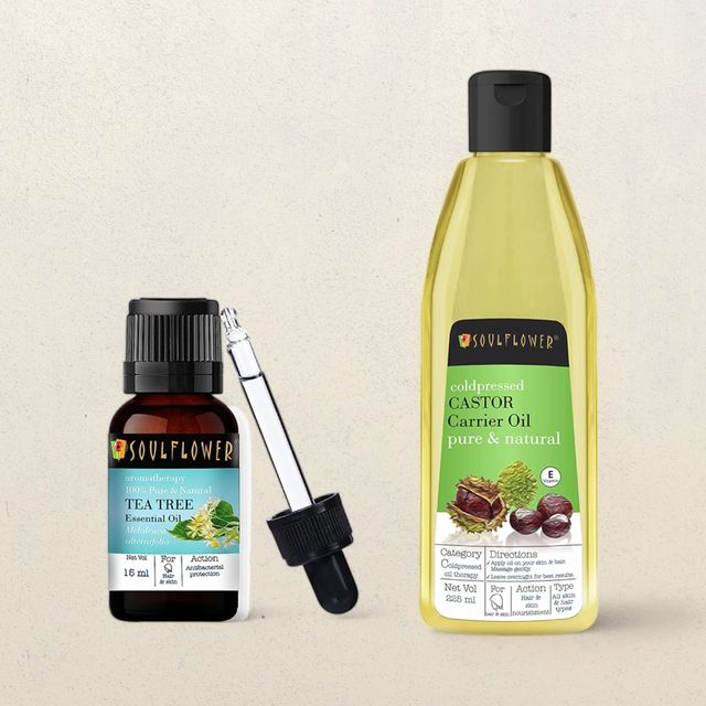 Soulflower Coldpressed Castor Oil For Hair & Skin(225ml) &  Soulflower Tea Tree Essential Oil(15ml) Combo
