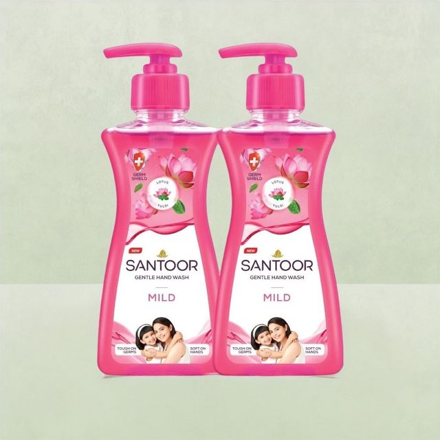 Santoor Mild Gentle Anti-Bacterial Hand Wash With Natural Goodness of Lotus and Tulsi