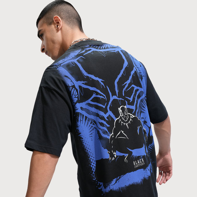 Highlander Men's Marvel Black Panther Overlapped V-Neck Oversized
