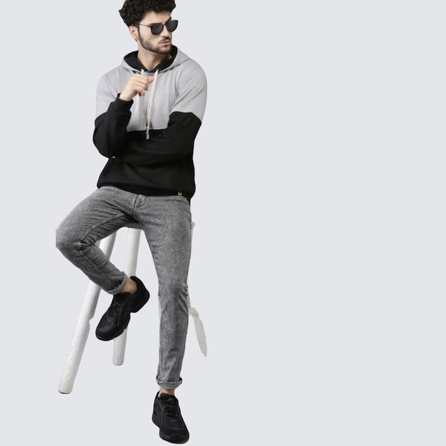 Campus Sutra Men's Pullover Hoodie With Ribbed Hem - Buy at ₹475