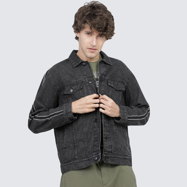 Highlander Men's Black Solid Trucker Denim Jacket - Buy at ₹943
