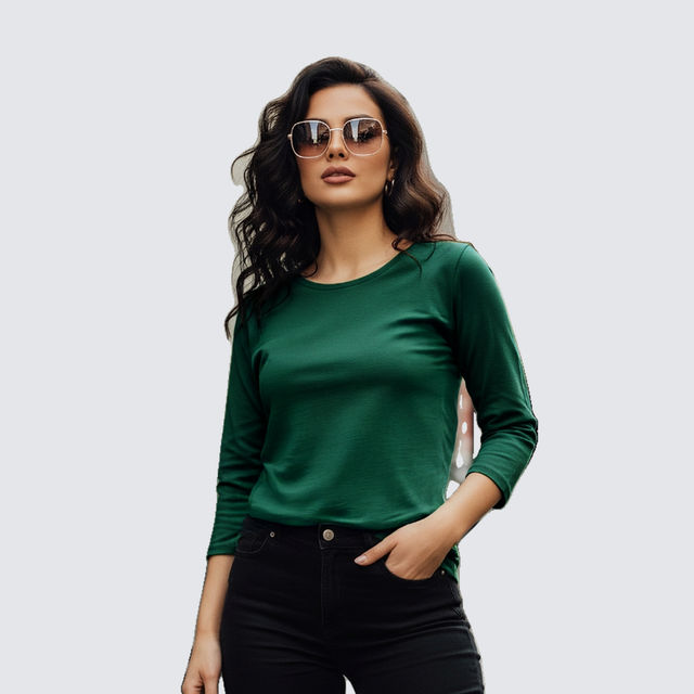 JUNEBERRY Women's Plain Full Sleeve Regular Fit T Shirt - Buy at