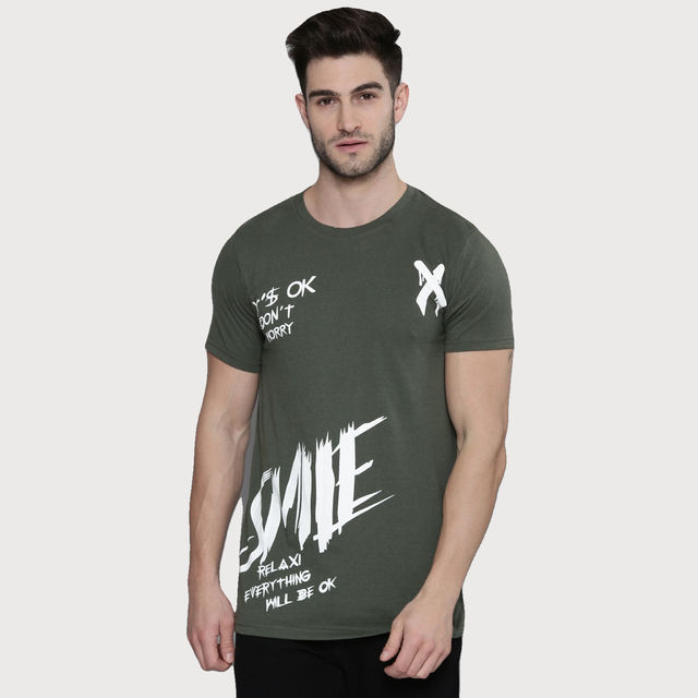 Smartees Mens Printed Tshirt Olive Green - Buy at ₹109 Online
