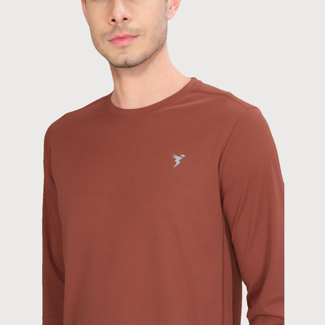 Technosport Men's Poly Solid Slim Fit Round Neck Full Sleeve