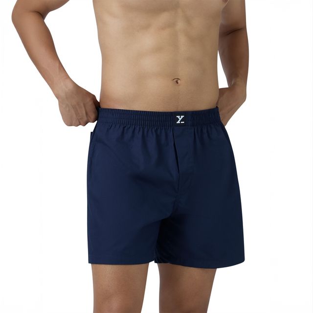 ＮＧページ XYXX Men's Cotton Solid Inner Boxers Pack of 1, Midnight Blue