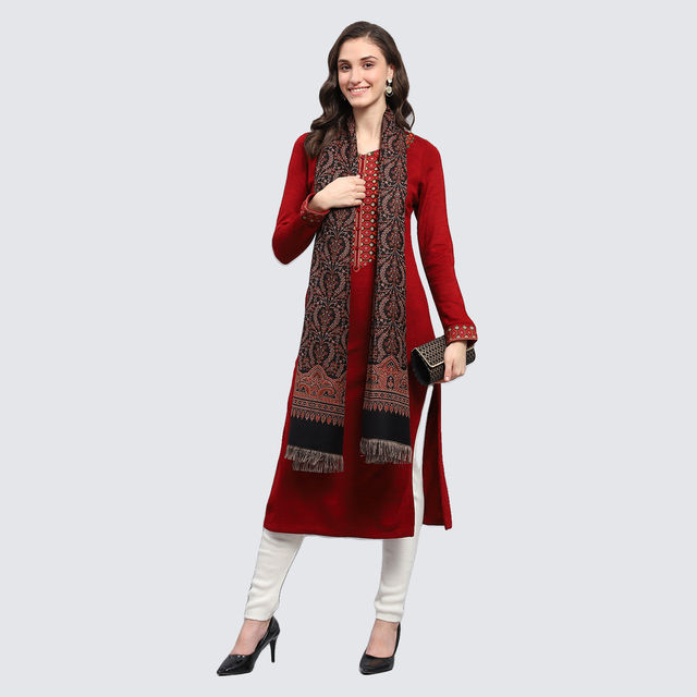 Monte Carlo Womens Self Design Black Shawl - Buy at ₹809 Online