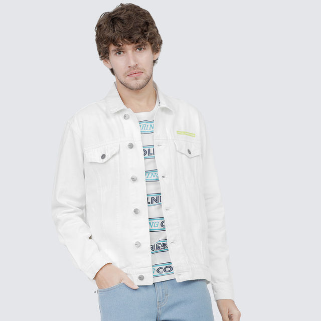 Oman White Denim Jacket Boohoo OFF-WHITE DENIM JACKET