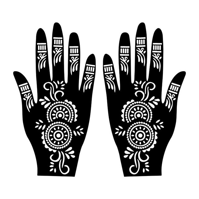 Sanfe Mehndi Stencil Full Hand Set, Henna Tattoo Stencil/Sticker Style