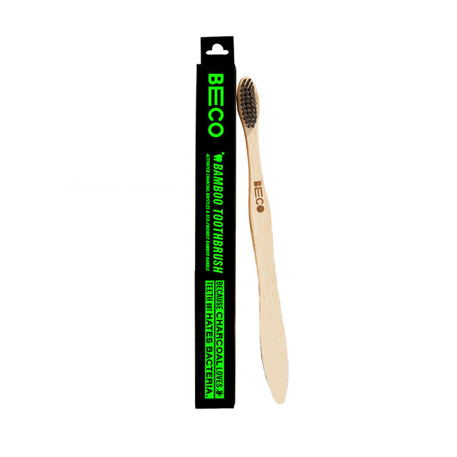 Beco Bamboo Toothbrush with Charcoal Activated Soft Bristles