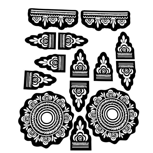 Sanfe Mehndi Stencil Assorted Set, Henna Tattoo Stencil/Sticker Style 7