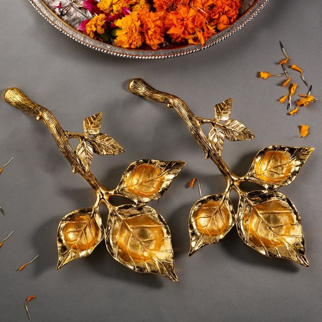 Gibox 3 In One Diya Urli Metal Gold Plated