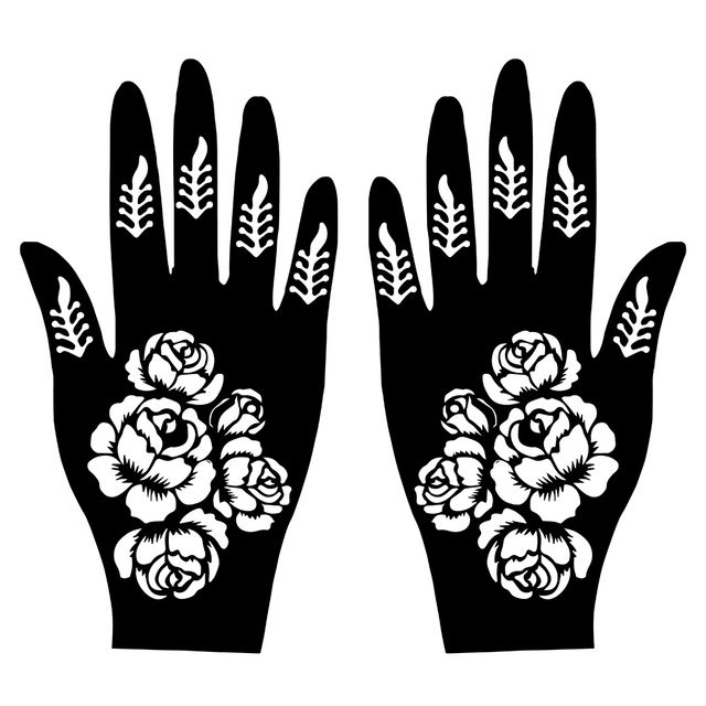 Sanfe Mehndi Stencil Full Hand Set, Henna Tattoo Stencil/Sticker Style