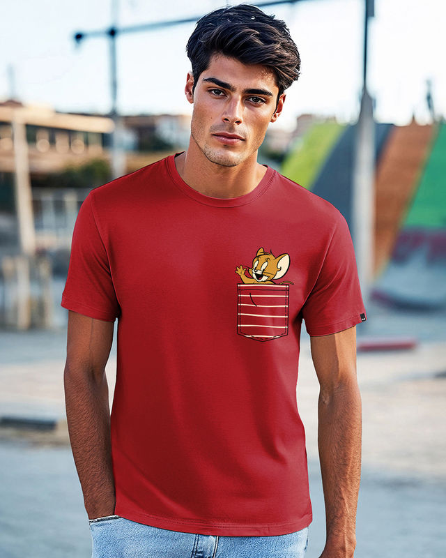 Bewakoof Official Tom & Jerry Merchandise Men's Pocket Jerry