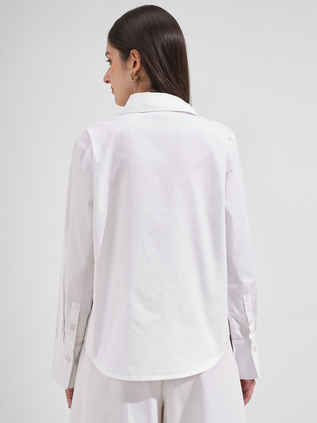 Tokyo Talkies Women Solid Cut Away Full Sleeve Casual Shirts - Buy