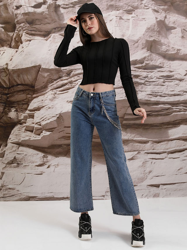 Tokyo Talkies Women's Knited Crop Top - Buy at ₹396 Online