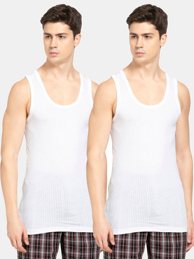 Jockey 8816 Men's Super Combed Cotton Sleeveless Vest|Extended Length|Easy Tuck | White-80