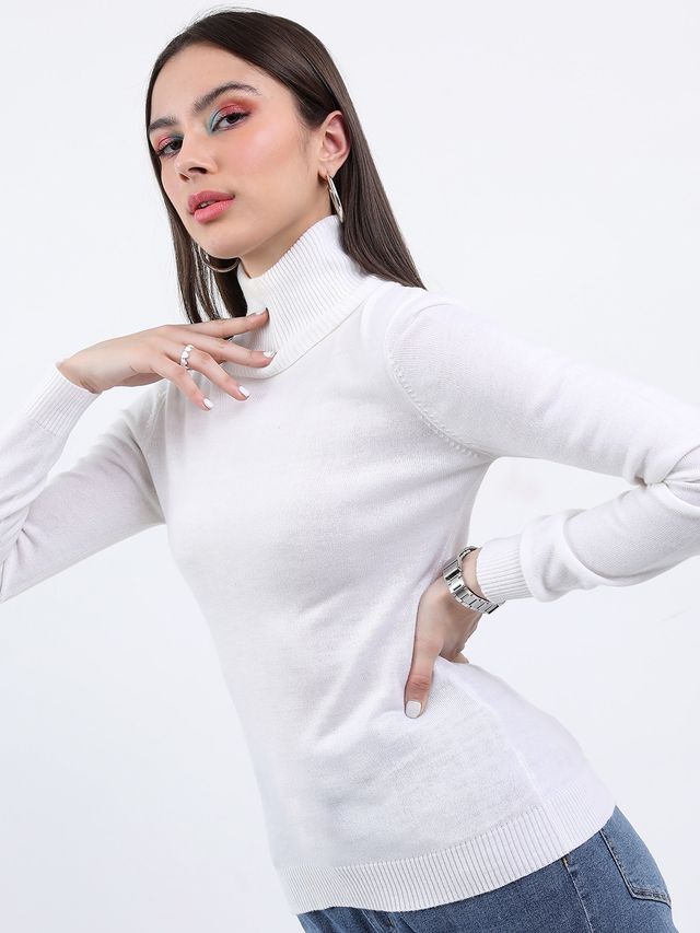 Ketch Women Turtle Neck Long Sleeves Acrylic Pullover - Buy at