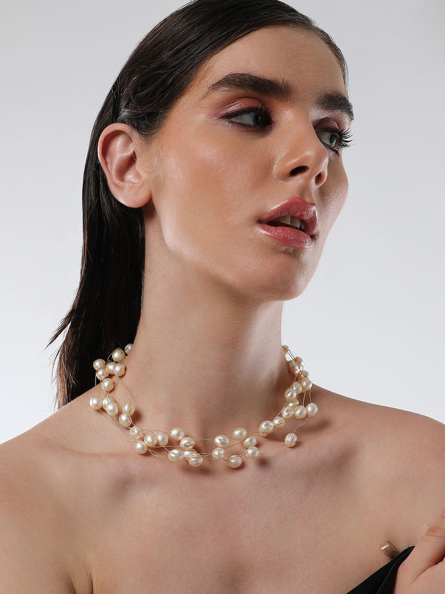 SOHI Women's Gold-Plated Pearls The Venezia Collar Necklace - Buy