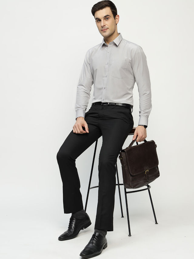 English Navy Men's Polycotton Solid Slim Fit Formal Shirt - Buy at