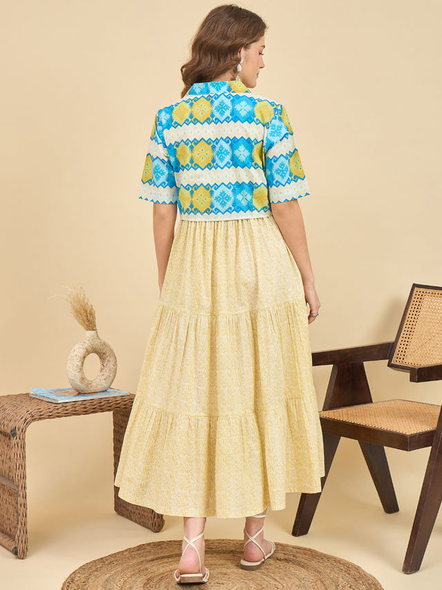 ZUMMER Women's Printed Fit And Flare Midi Dress With Jacket - Buy