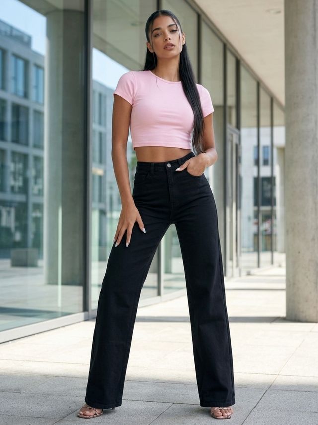 Aadvi Fashion Women's Jean Wide-Leg High-Rise Stretchable Jeans