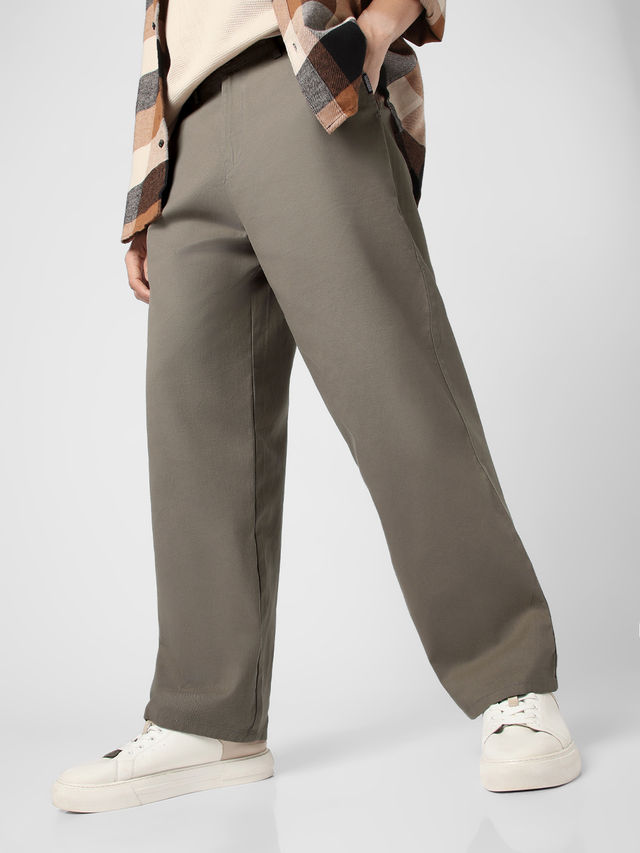 Urbano Fashion Men's Chino Trousers Loose Baggy Fit Solid Non