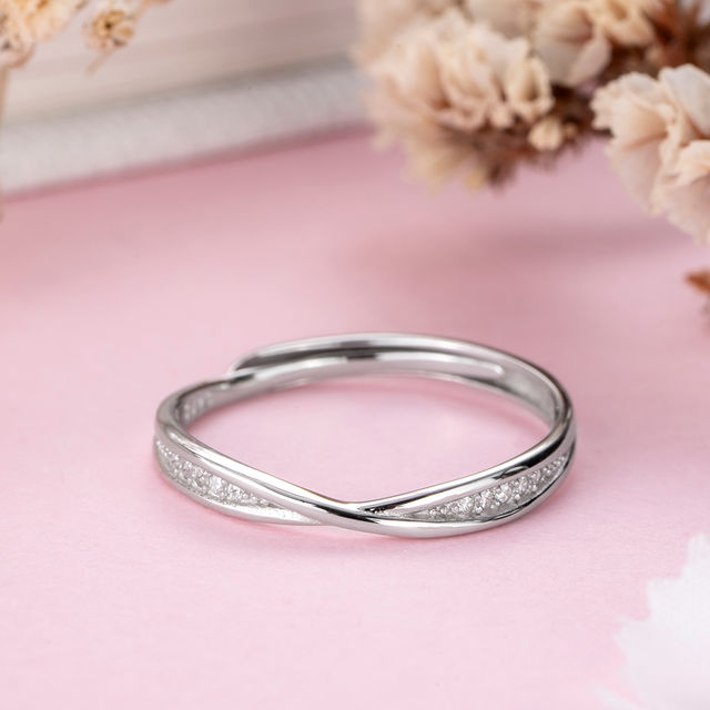 Zavya One line CZ Rhodium Plated 925 Sterling Silver Ring - Buy at