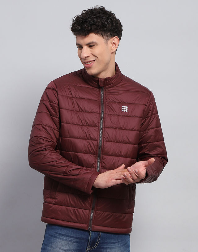 Monte Carlo Maroon Color Jacket Mens Men Maroon Solid Jacket