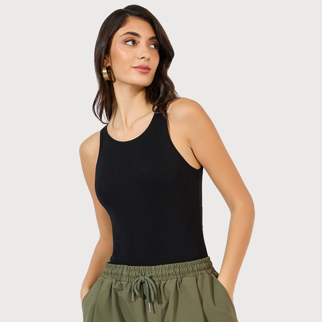 Styli Women's Ribbed Knit Fitted Bodysuit - Buy at ₹868 Online