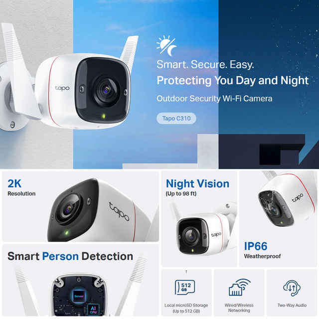 Buy TP-Link Tapo C310 Outdoor Security Wi-Fi Smart Camera, Night