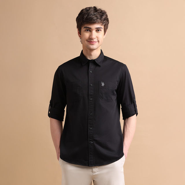 USPA Cotton Casual Shirt For Men - Black - M - Buy at ₹1631