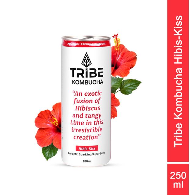 Tribe Naturally Sparkling Probiotic Herbal Green Tea With Hibiscus & Lemon Kombucha