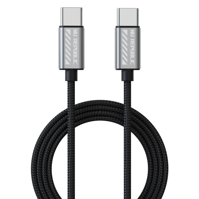 Nu Republic Blaze Flash 65W 1.25M Type-C To Type-C Fast Charging Data Cable - Grey