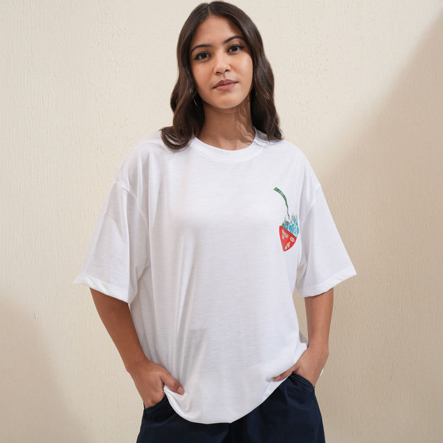 Tokyo Talkies Women's Unisex Drop Shoulder Graphic Oversized T