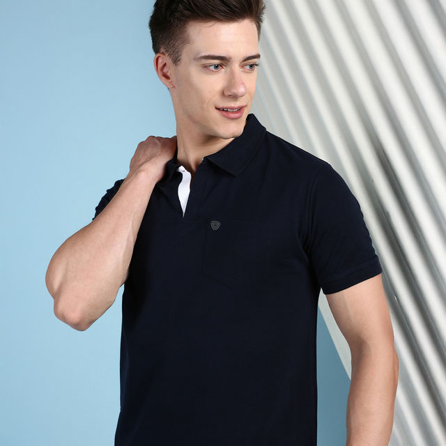 Lux Cozi Solid Cotton Polo T-shirt with Pocket for Men - Buy at