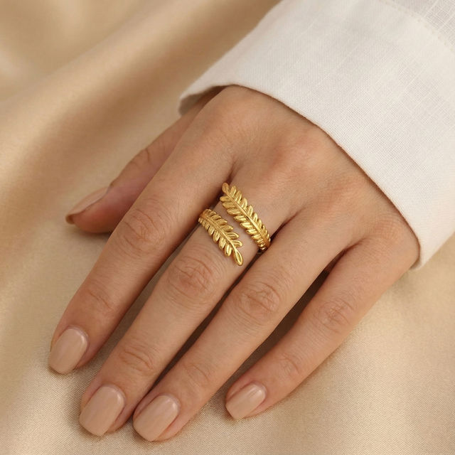 Label She Gold-Plated Stainless Steel Contemporary Adjustable Ring